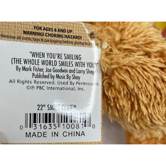 Chantilly Lane Plush Musical Brown Bear Stuffed Animal "When You're Smiling" - Picture 7 of 7